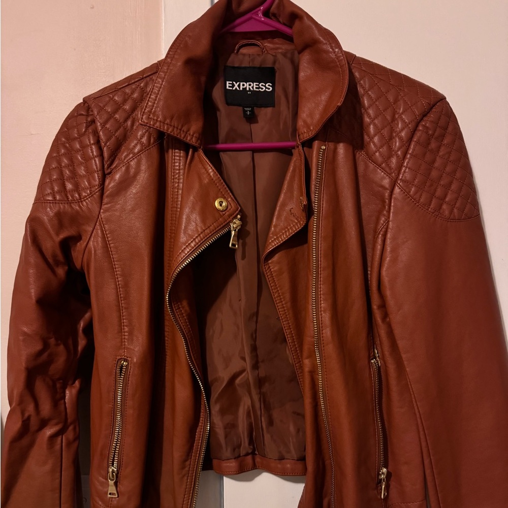 Barely worn brown pleather express jacket